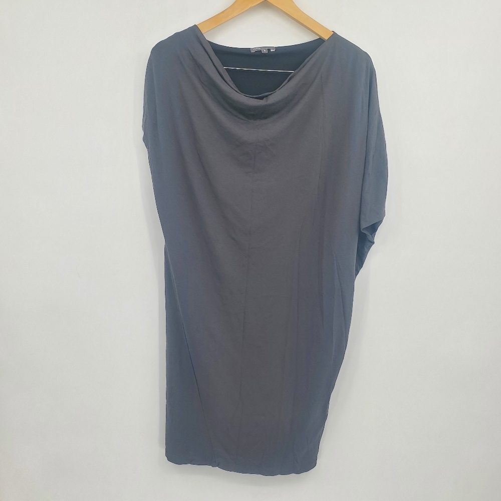 ♡ Vince Asymetrical Sleeve Gray Draped Dress Size Small